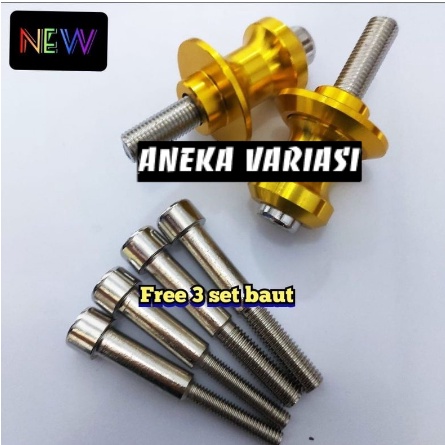 Jalu Pedok 3 Set Baut 10 12 14 Ninja 250 Z250 RR mono R15 Driv Gold