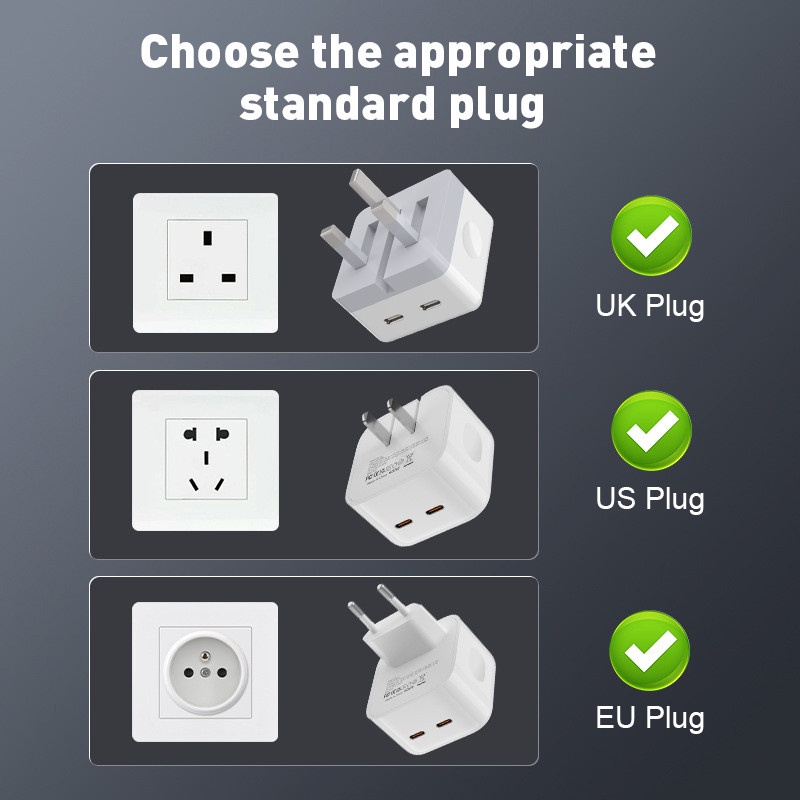 Plug EU US UK 40W PD Dual Port Untuk Apple i-Pad i-Phone 12 13 14 Tipe C 35W 40W