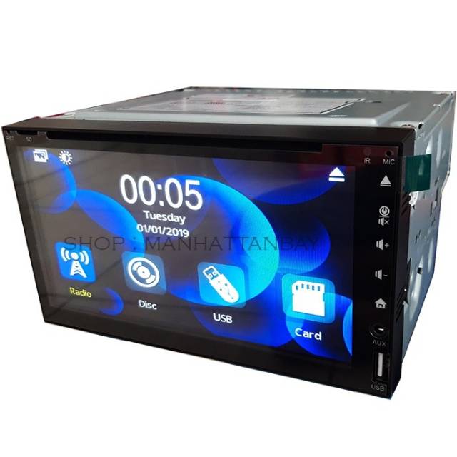 Head Unit Double Din TV Mobil Universal Full Glass Touch Panel DHD-1076 Garansi Original