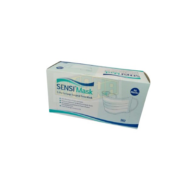 SENSI SURGICAL MASK EARLOOP 3 PLY ISI 50PCS HIJAU