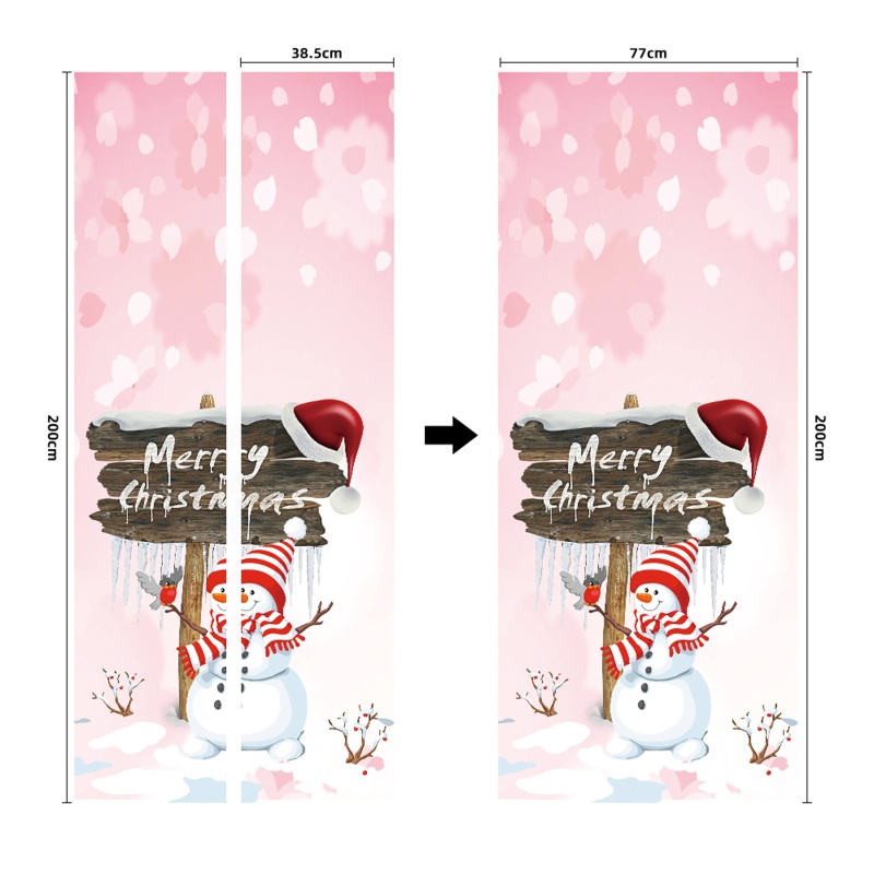 Zzz 2pcs / set Stiker Dinding / Pintu / Kulkas Motif Snowman Natal Untuk Dekorasi Rumah