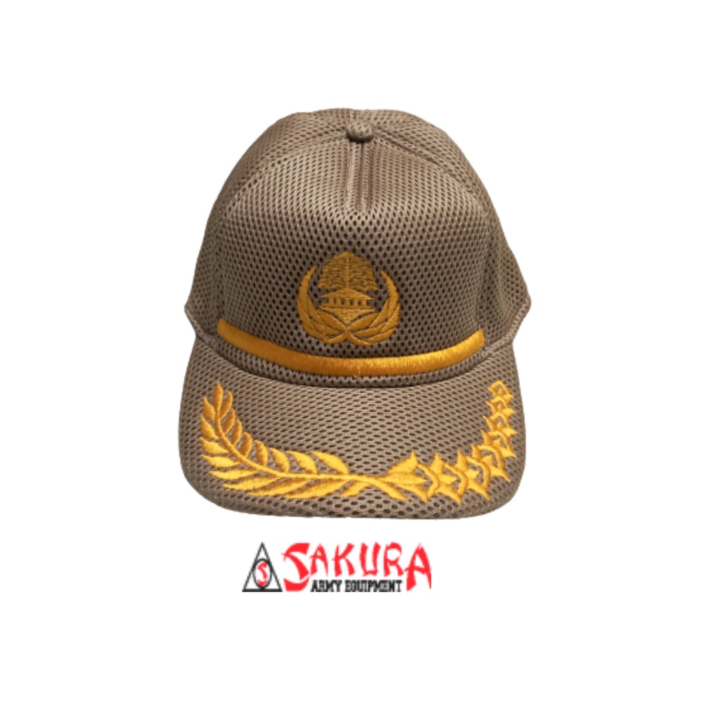 Topi Korpri Logo Pamen Padi Kapas Timbul Warna Cream