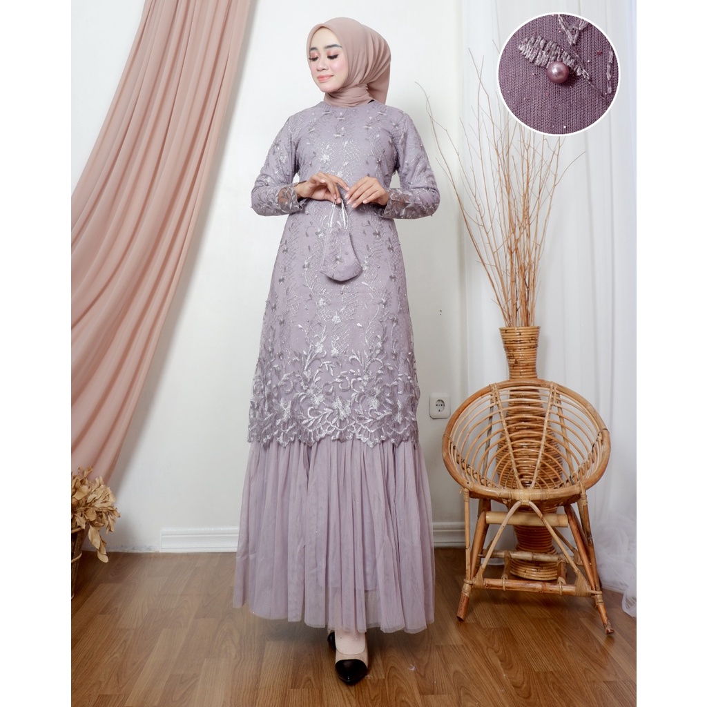 Kadai.baju / Gamis aulia tutu / Gamis brukat jumbo / Gamis tulle brukat Size M L XL XXL