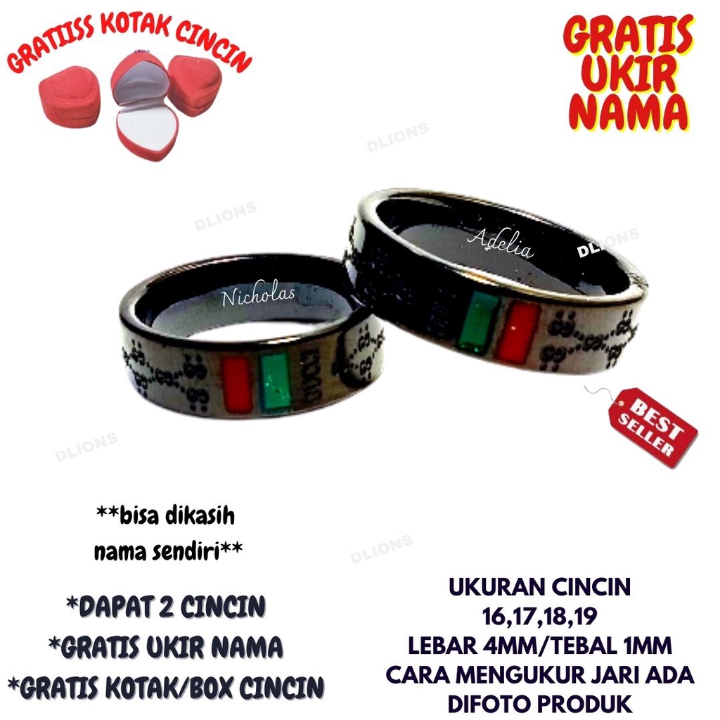 CINCIN NAMA TITANIUM,UKIR NAMA SENDIRI,GRATIS BOX,GRATIS UKIR NAMA,HARGA SUDAH UNTUK SEPASANG,CINCIN COUPLE