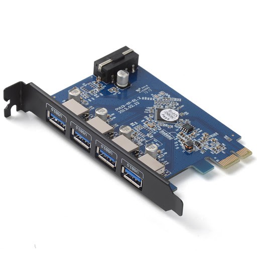 Pci express x1 orico usb 3.0 4 port hub VLI800 5Gbps 4 pin power pvu3-4p - Pcie Pci-e card expansion usb3.0 4 slot