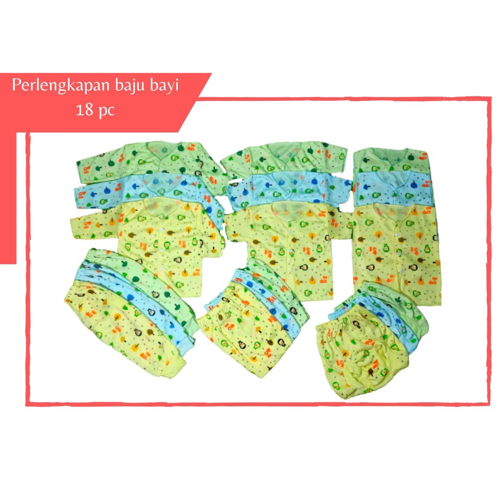 18 PCS SETELAN BAJU CELANA BAYI/PERLENGKAPAN BAYI BARU LAHIR