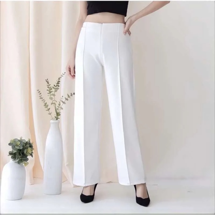 Celana Kulot Wanita Highwaist Kekinian Ala Korea Basic HW Pinggang Karet Clana Culotte Panjang Premium Long Cullote Scuba Terbaru Adem Berkualitas Butik