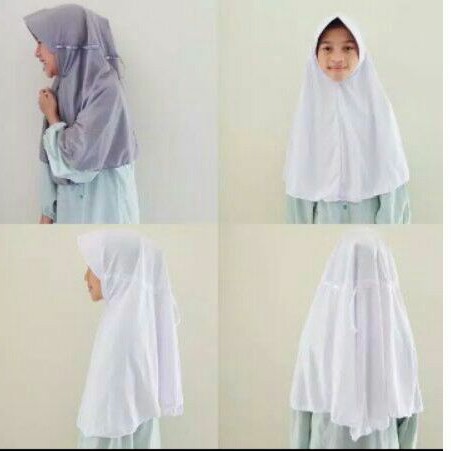 Kerudung sekolah serut ukuran S,M,L,XL (hijab instan)