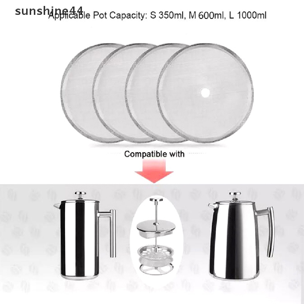 Sunshine 1Pc Filter Mesh Stainless Steel Reusable Untuk French Press Kopi / Teh