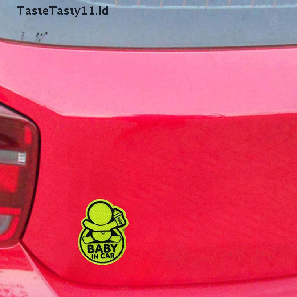 (TasteTasty) Stiker Vinyl Motif Baby On Board Reflektif Untuk Bumper / Jendela Mobil