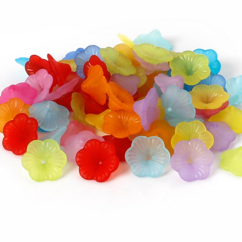 20-400 PCS High Quality Wholesale Fashion Mixed Flower/Leaf Frosted Acrylic Spacer Beads Caps For DIY Fashion Jewelry Necklace Bracelet