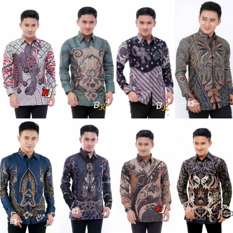 Batik Pria Lengan Panjang BATIK AFIANI HRB026 Motif KERATONAN Kode 002 Size M L XL XXL Reguler