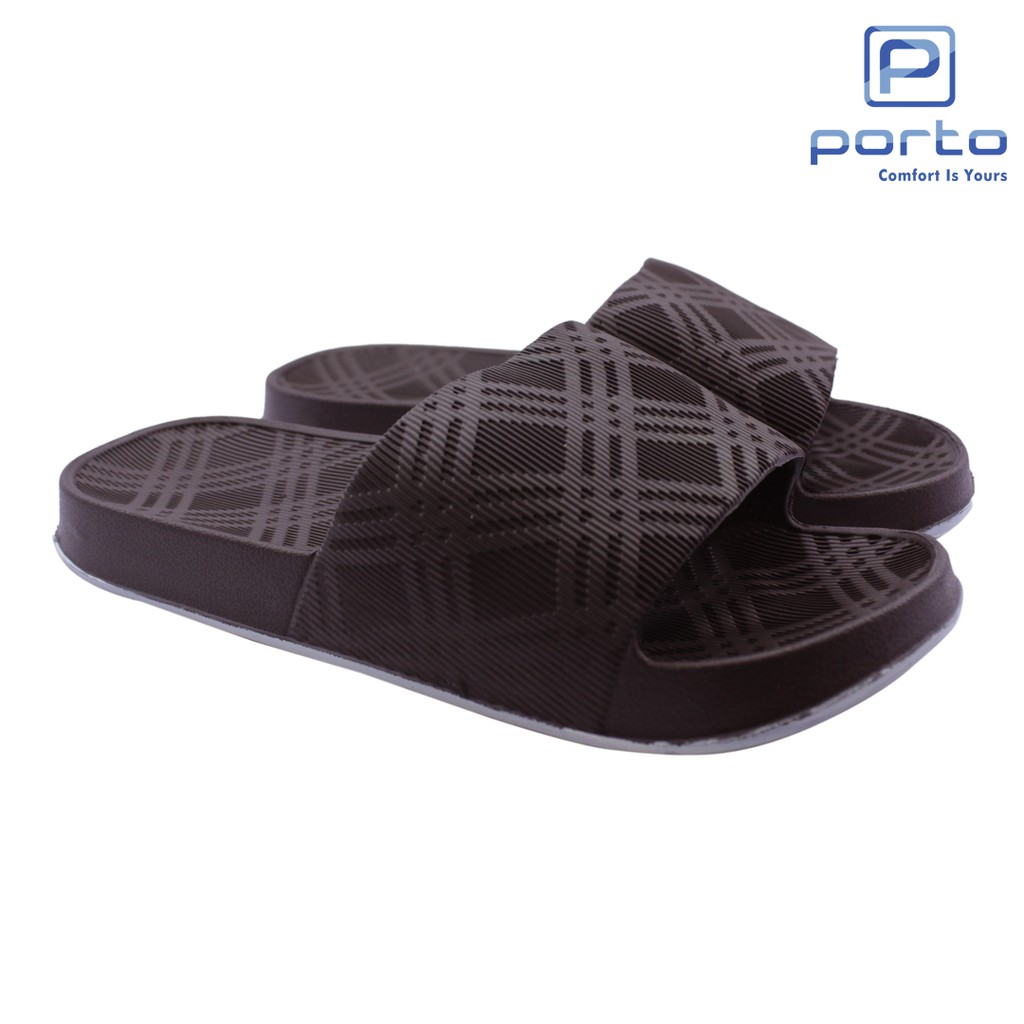 Porto - Sandal Pria Sandal Selop Sandal Rumah Nyaman Anti Slip 1036M-COFFEE