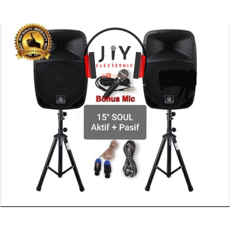 Paket Speaker Aktif Pasif Crimson 15 inch Soul