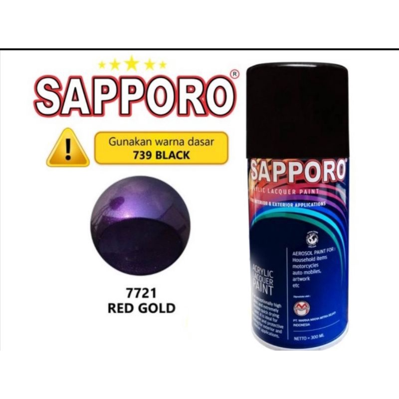 SAPPORO BUNGLON 7721 RED GOLD CAT SEMPROT AEROSOL SPRAY PAINT warna merah emas saporo bukan merk PYL