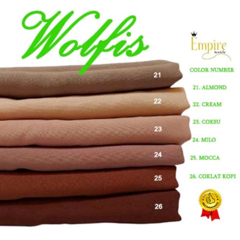 Kain wolfis Wolpeach Premium Harga Per Rol