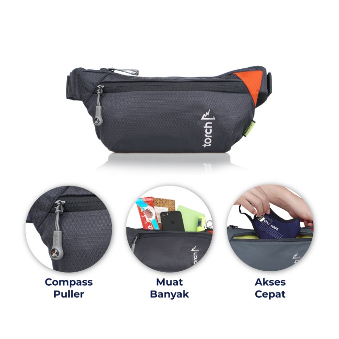 TAS PRIA Torch Tas Pinggang - Waist Bag Tajimi - Abu-abu besar kecil distro original terbaru kulit c