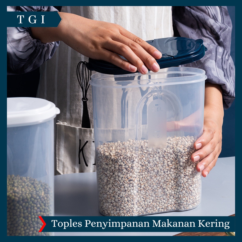 TGI - TOPLES SNACK KEDAP UDARA / PENYIMPANAN BENING CEREAL KONTAINER MAKANAN FOOD STORAGE JAR CONTAINER / KOTAK SNACK / KOTAK ORGANIZER DAPUR / PENYIMPANAN BERAS / KOTAK SIMPAN DAPUR