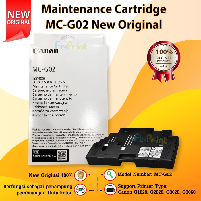 Maintenance Cartridge MC-G02 New Original, Waste Ink Printer Canon G1020 G2020 G3020 G3060