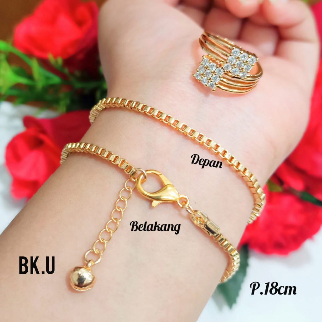 Gelang rantai FREE CINCIN (motif variasi) elegan gold&amp;silver termurah tidak karat COD