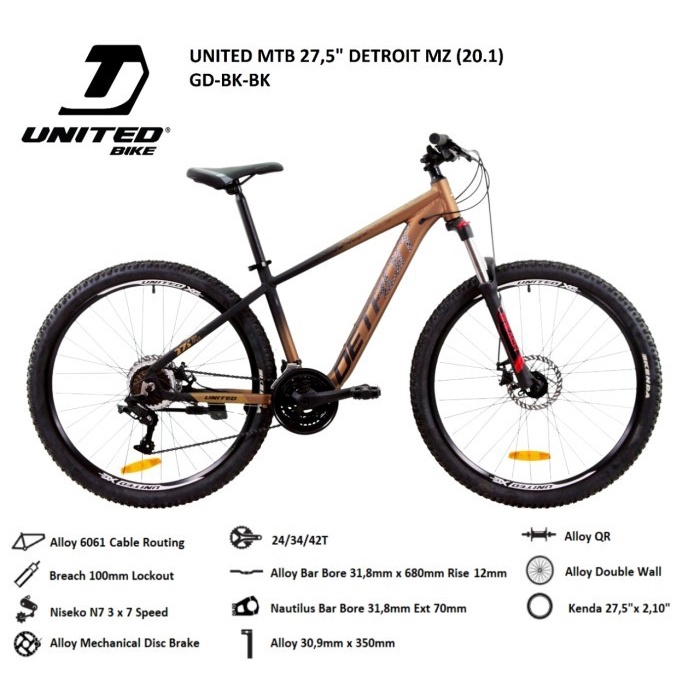 (Ambil Sendiri ) MTB United Detroit MZ Gold Black