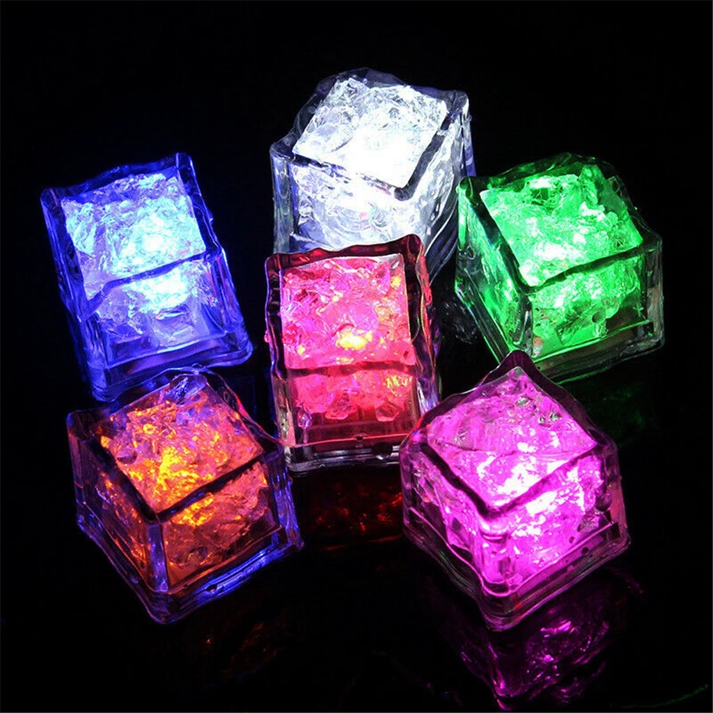 LED Ice Cube Flash Light Glowing Ball Party Bar Wine Glass Supplies / Wedding Festival Christmas Decoration Color Changing Lamp