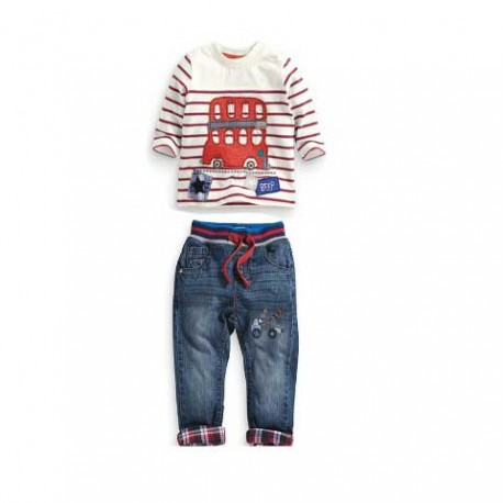 Setelan Anak NEXT Stripe Bus Set Jeans / Party / Lebaran / Acara