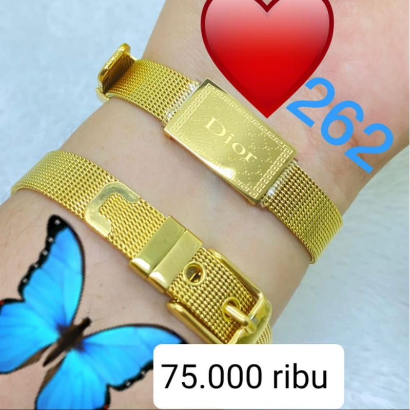 gelang titanium asli warna mas