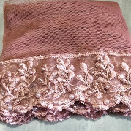 Veil Pengantin Renda Mutiara / Slayer Pengantin Renda Mutiara-ROSE GOLD