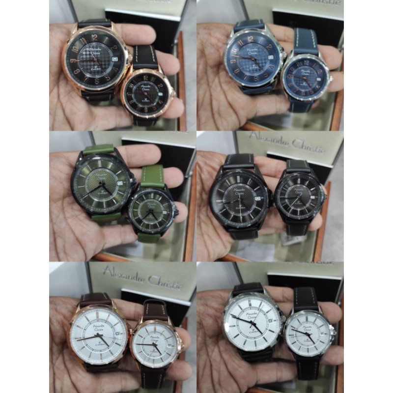 jam tangan Alexandre Christie ac8649 leather couple 8649