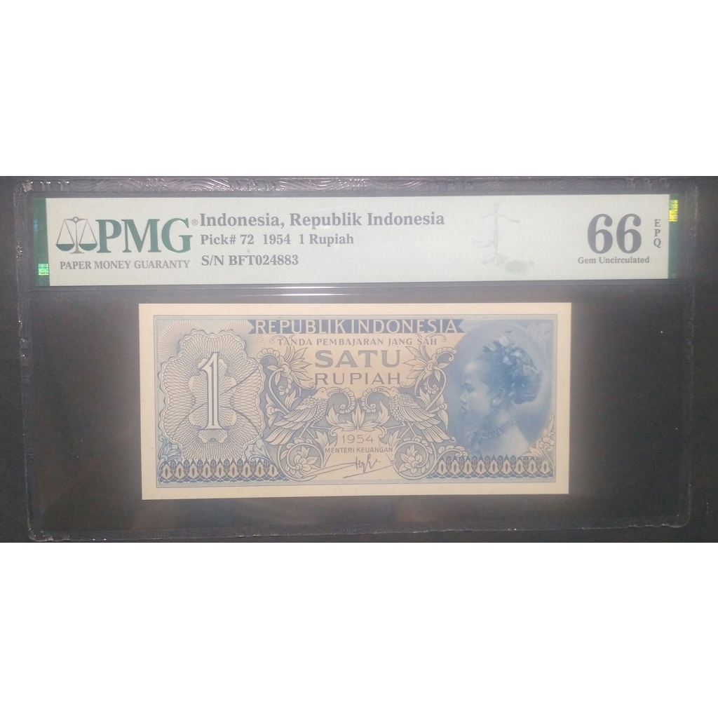PMG 66 EPQ Seri Suku Bangsa 1 rupiah 1954 BFT024883