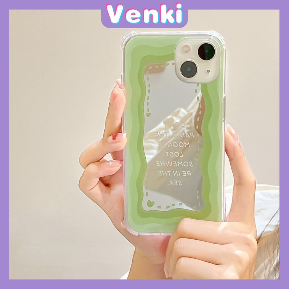 iPhone Case Acrylic Reflective Mirror Airbag Shockproof Protection Camera Green Border Letter Compatible with iPhone 11 iPhone 13 Pro Max iPhone 12 Pro Max iPhone 7 Plus iPhone xr