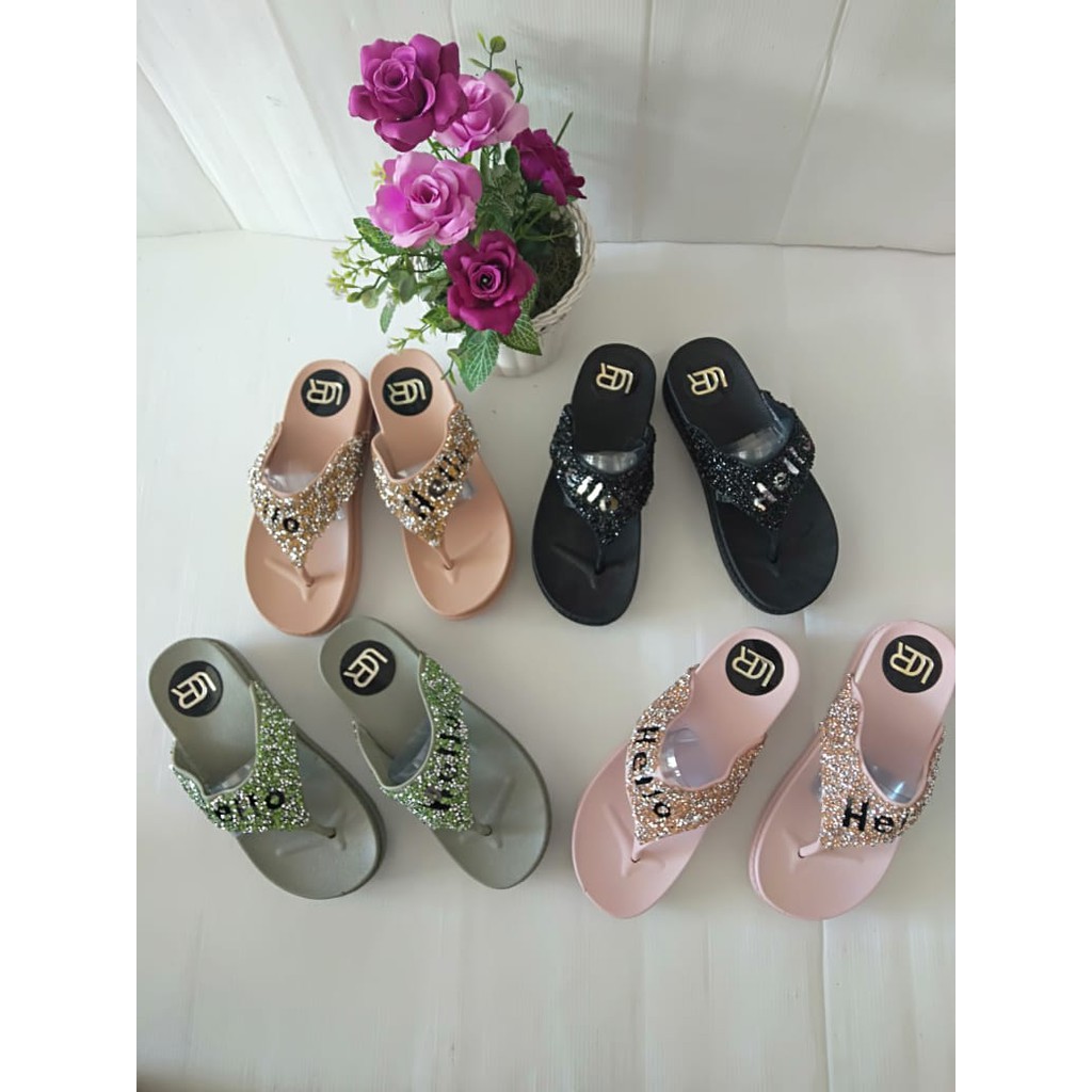 sogo  SANDAL BLING-BLING HELLO IMPORT Sandal Wanita Murah Casual