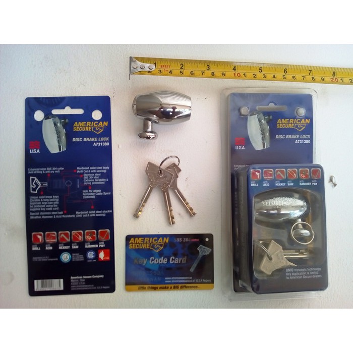 Gembok Cakram Motor American Secure/ Anti Maling Anti Cut Cairan Keras