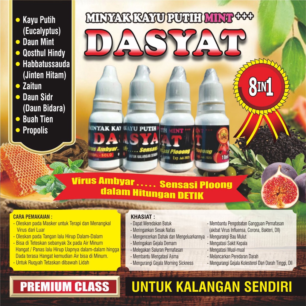 MINYAK KAYU PUTIH DAHSYAT / HANGAT MELEGAKAN HIDUNG TENGGOROKAN DAN VIRUS AMBYAR