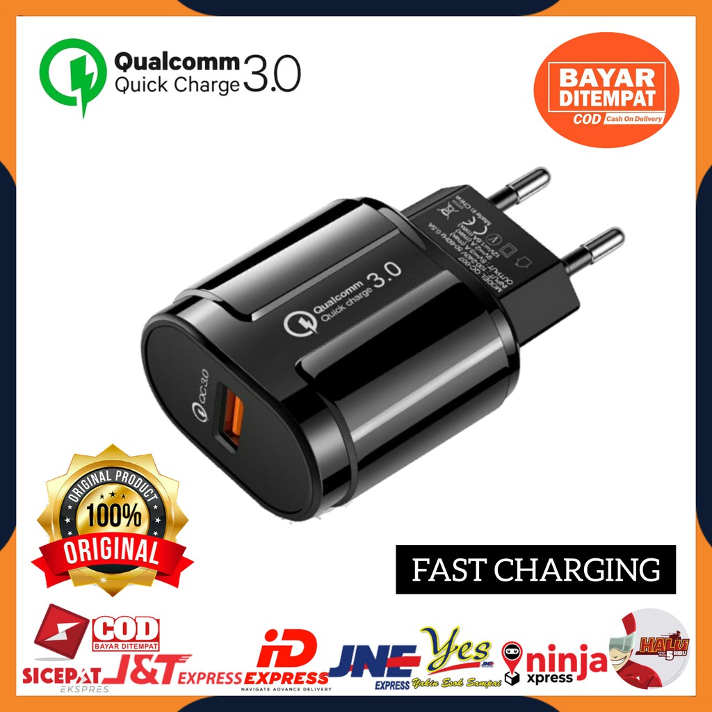 [COD] KEPALA ADAPTOR CHARGER QC 3.0 FAST CHARGING TRAVEL QUICK CHARGER XIAOMI SAMSUNG QC007 ORIGINAL