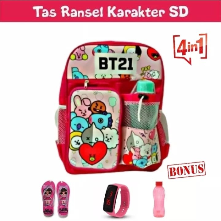 Tas Ransel Sekolah Kp0p Karakter 4 In 1 Anak Perempuan Paud TK SD