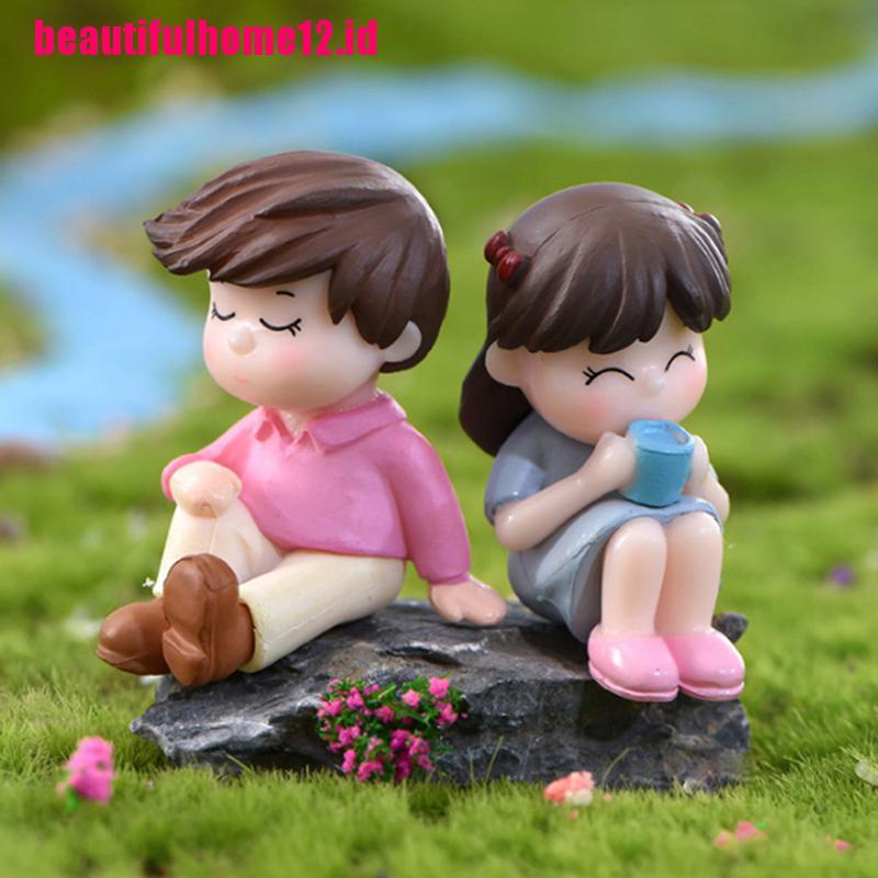 2pcs / set Miniatur Pasangan Kekasih Untuk Dekorasi Taman Peri