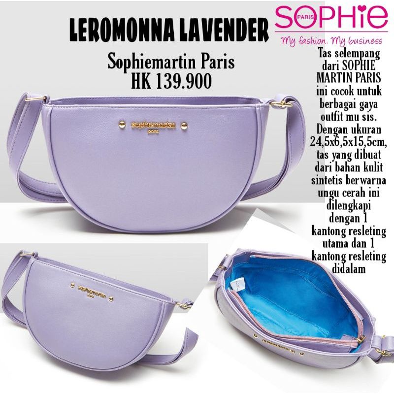 Tas Selempang Wanita Import Leromonna Lavender Ungu Sophie Martin Paris