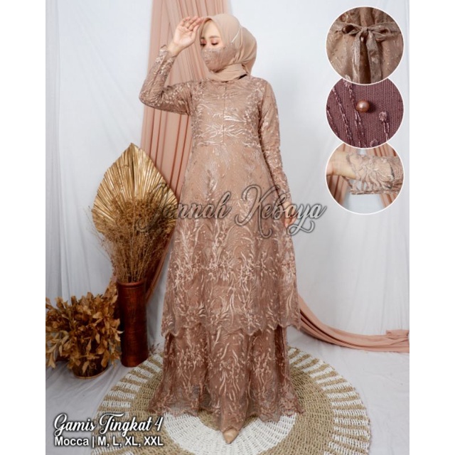 GAMIS BUSUI MAXI ~ DRESS WANITA MUSLIM~BROKAT MOSCREPE MURAH~ GAMIS BRUKAT TULLE~KEBAYA MODERN~BISA 