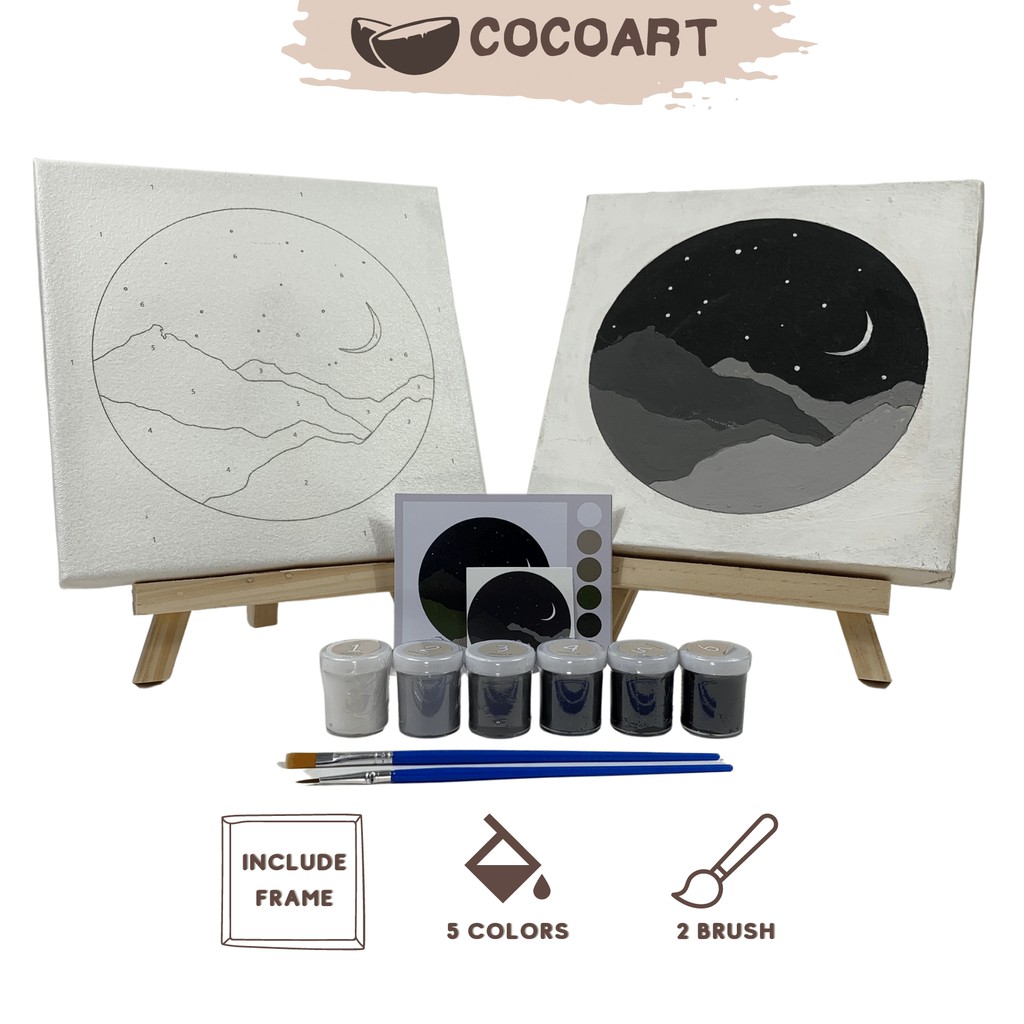 

Cocoart.id - Paint By Number Kit ( Crescent Moon ) I Kanvas 20 x 20 cm