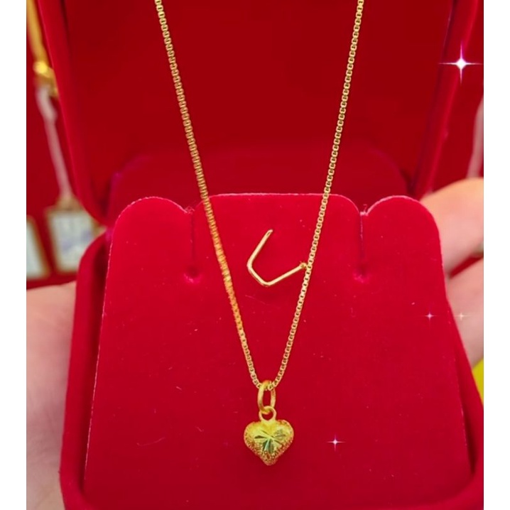 (Anti Karat) Kalung Love Hati Lapis Emas