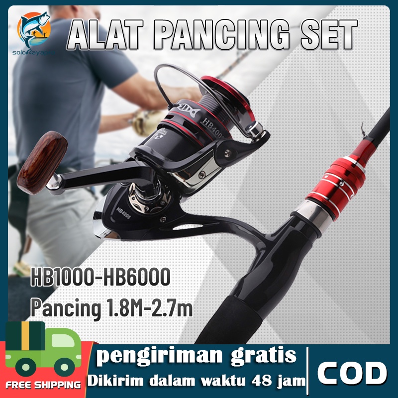 Pancing Set Roda Pancing Rasio 5.2:1 HB1000-6000 alat pancing lengka pncing power handle murah 1.8m Spinning Casting Joran Pancing And Reel Pancing Murah Cuci Gudang 12BB Pemutar Reel Pancing