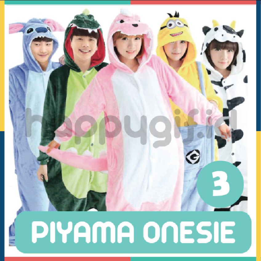 ONESIE PIYAMA KOSTUM DEWASA - KARAKTER 3 DORAEMON HELLOKITTY PINK PANTHER dll