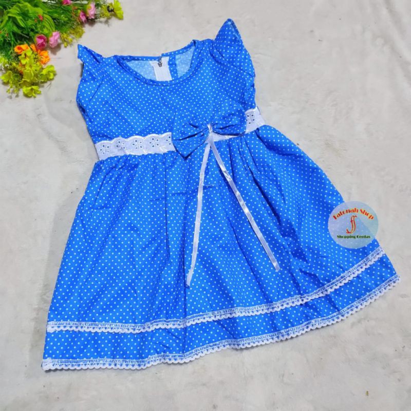 Dress anak 1 2 tahun gaun anak cewek polka polkadot kunyit tosca  baju anak perempuan dress PNJ Pita