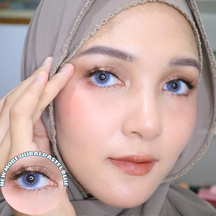 Softlens New More Dubai DIA 14.50mm BROWN BLUE (-0.50 s/d -3.00) / Softlense / CTK CARAMEL PASTEL/Lensa  Kontak/BS