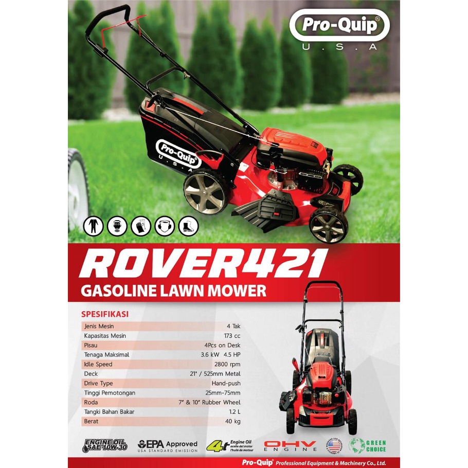 Mesin Potong Rumput Dorong PROQUIP ROVER 421 4T / Lawn Mower PRO QUIP ROVER 421 4Tak PRO-QUIP 421