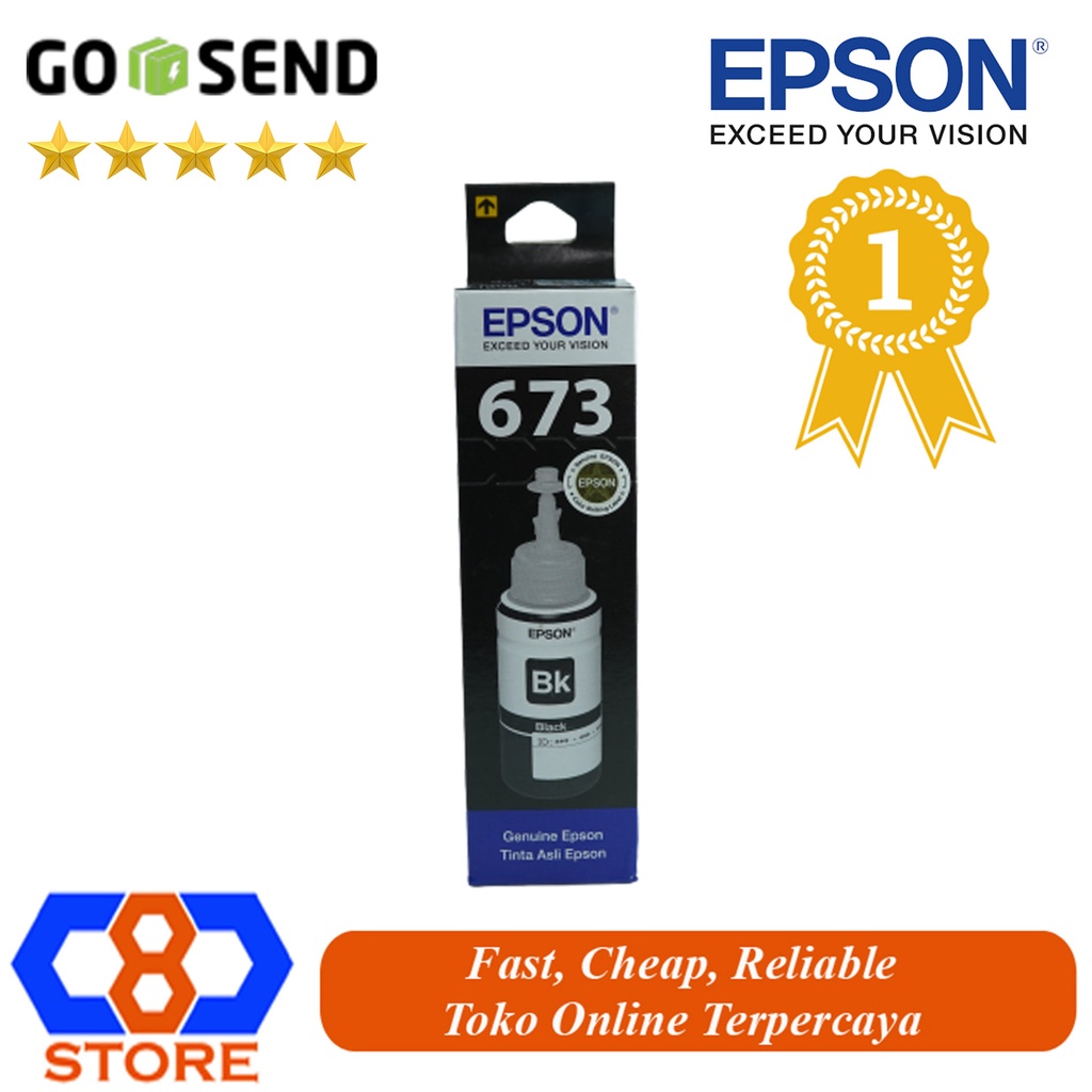 TINTA EPSON L800 L805 L850 673 T6731 BLACK HITAM ORIGINAL