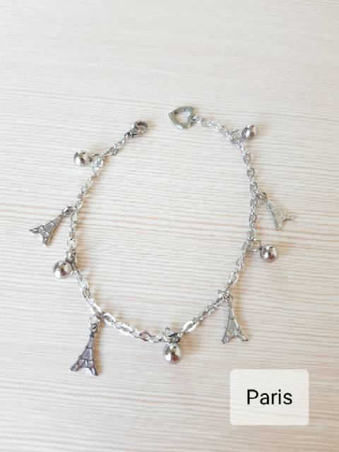 SET Gelang Tangan Kaki Titanium Silver Antikarat selamanya