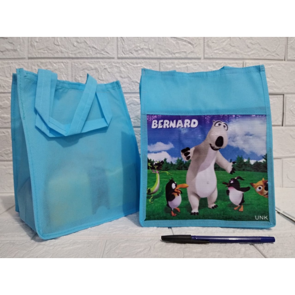Tas NK Tema Animal Spunbond Goodie Bag Souvenir Ulang Tahun Anak Bingkisan Party Gift Birthday-Bernard Bear